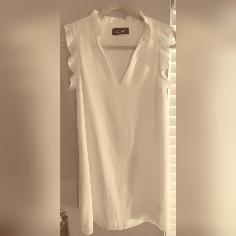 fab'rik White Ruffle Sleeve Dress